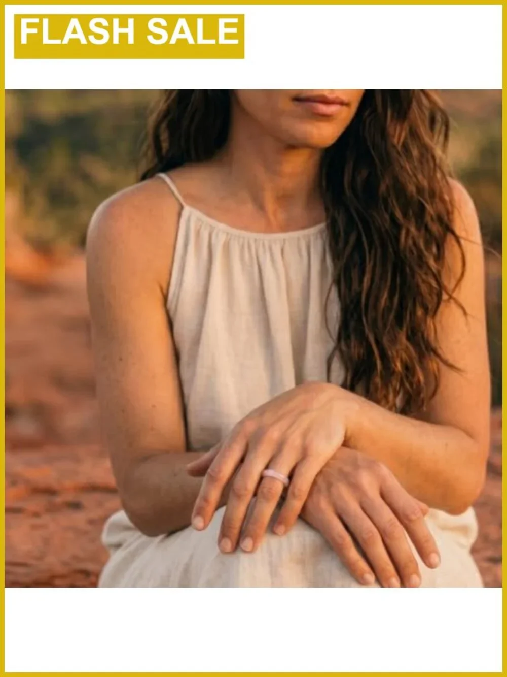 Minimalist Natural Gemstone Band Ring Stackable Stone Ring Size 7